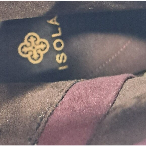 Plum Purple Suede Fringe Boots  Ankle Booties Women 8.5 Isola - Picture 11 of 13